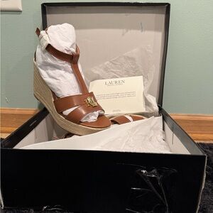 Ralph Lauren Tan Wedge Sandals